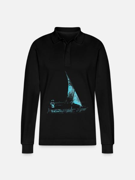 Segelboot - Stanley/Stella Unisex Bio-Langarm-Poloshirt Prepster - Schwarz