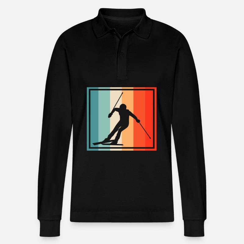 Ski Retro - Stanley/Stella Unisex Bio-Langarm-Poloshirt Prepster - Schwarz