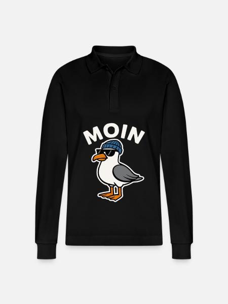 Moin Seagull - Stanley/Stella Organic Unisex Long-Sleeved Polo Shirt Prepster - black