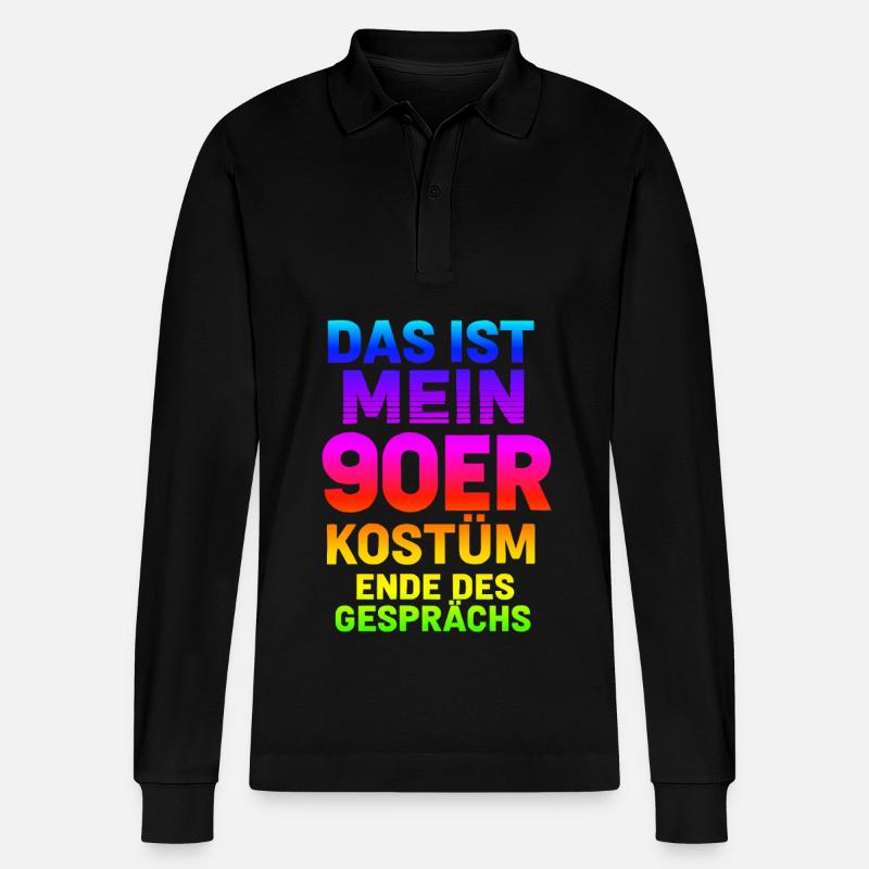 Mein90er Kostüm - Stanley/Stella Unisex Bio-Langarm-Poloshirt Prepster - Schwarz
