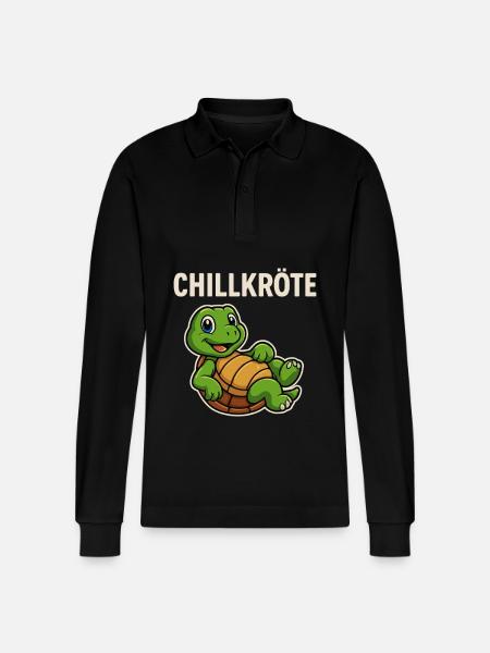 Chill Toad Turtle - Funny Turtle - Stanley/Stella Organic Unisex Long-Sleeved Polo Shirt Prepster - black