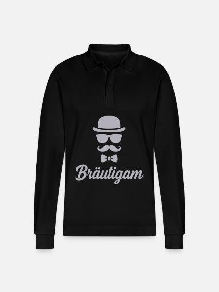 Bräutigam JGA Hut Schnurrbart - Stanley/Stella Unisex Bio-Langarm-Poloshirt Prepster - Schwarz