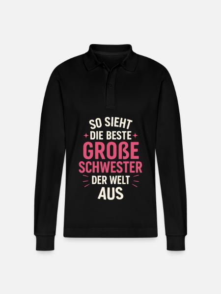 Beste große Schwester - Stanley/Stella Unisex Bio-Langarm-Poloshirt Prepster - Schwarz