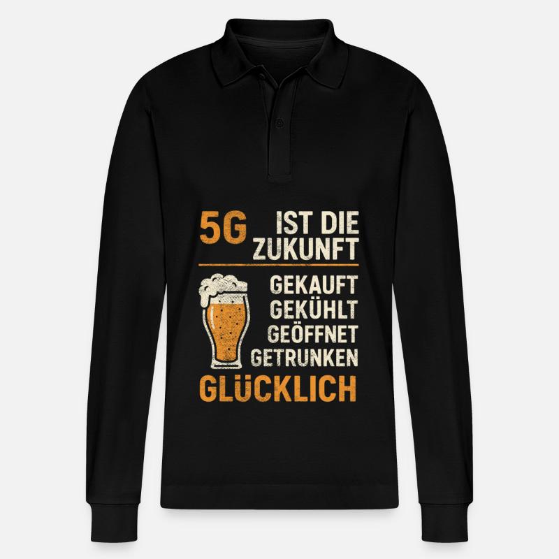 Dicton de la bière 5G - Polo à manches longues bio PREPSTER Stanley/Stella Unisexe - noir