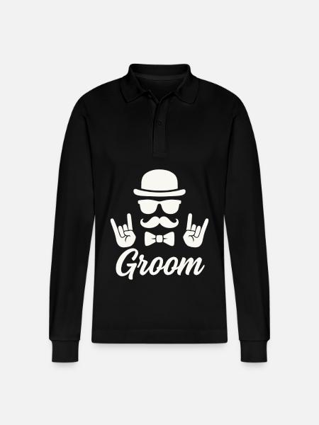 JGA Bräutigam Rockhand - Stanley/Stella Unisex Bio-Langarm-Poloshirt Prepster - Schwarz