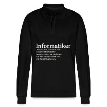 Informatiker Definition lustig - Stanley/Stella Unisex Bio-Langarm-Poloshirt Prepster - Schwarz - Vorne - Anna (173cm) & Nico (186cm)