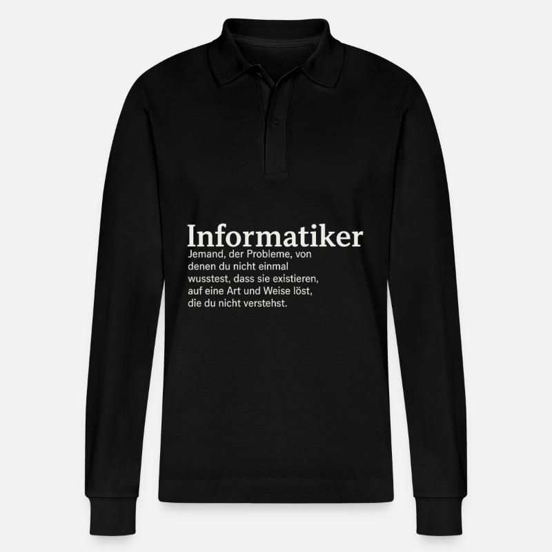 Informaticien définition drôle - Polo à manches longues bio PREPSTER Stanley/Stella Unisexe - noir