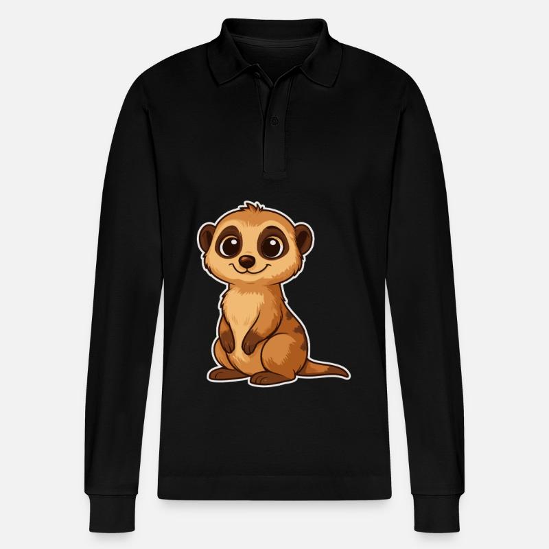 Süßes Erdmännchen Cartoon - Stanley/Stella Unisex Bio-Langarm-Poloshirt Prepster - Schwarz