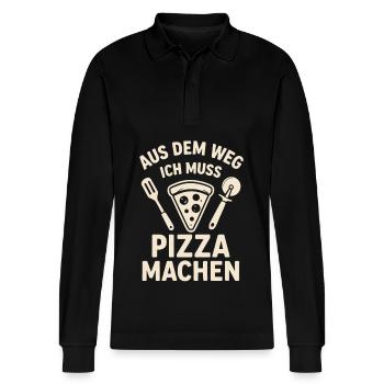 À l’écart - J’ai besoin de faire une pizza - Polo à manches longues bio PREPSTER Stanley/Stella Unisexe - noir - Devant - Anna (173cm) & Nico (186cm)