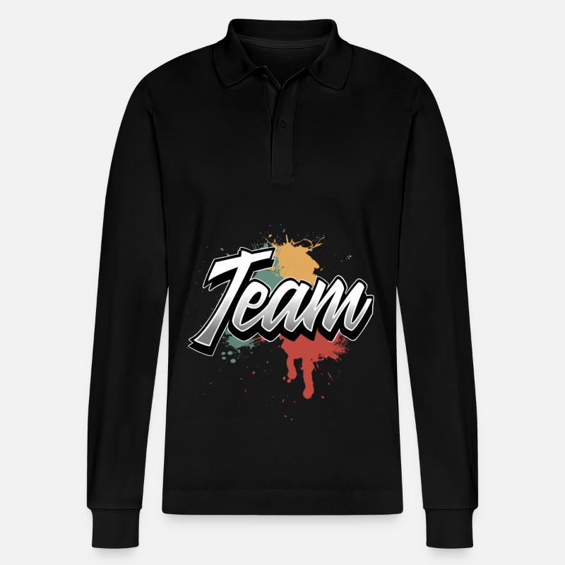 Team - Stanley/Stella Unisex Bio-Langarm-Poloshirt Prepster - Schwarz