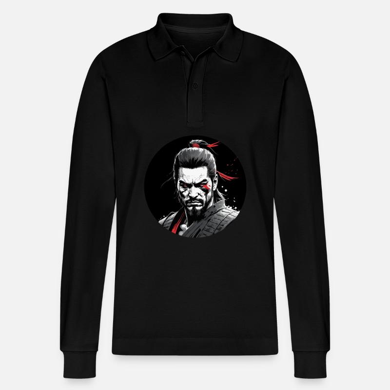 Wilde Samurai - Stanley/Stella Unisex Bio-Langarm-Poloshirt Prepster - Schwarz