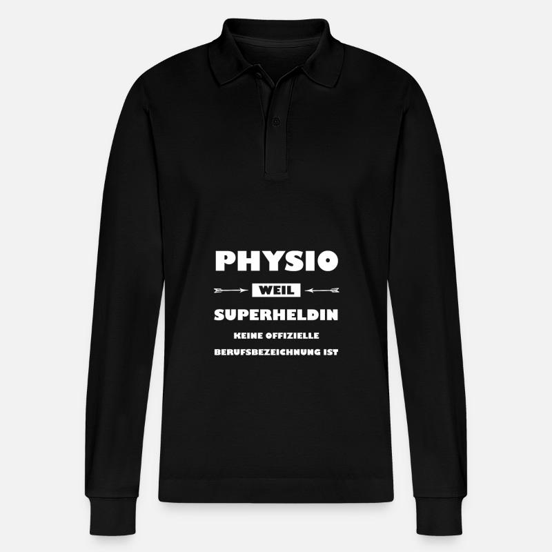 Physio - Superheldin - Stanley/Stella Unisex Bio-Langarm-Poloshirt Prepster - Schwarz