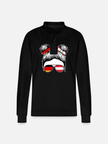 Austrians Germany Austria - Stanley/Stella Organic Unisex Long-Sleeved Polo Shirt Prepster - black