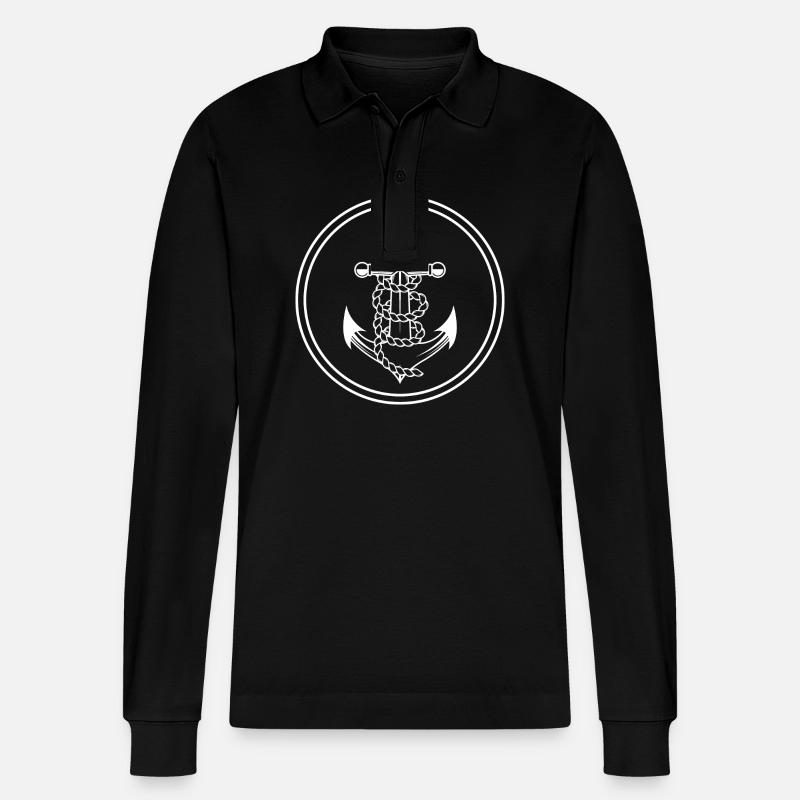 Anker Silhouette Symbol - Stanley/Stella Unisex Bio-Langarm-Poloshirt Prepster - Schwarz