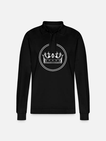 Crown Silhouette - Stanley/Stella Organic Unisex Long-Sleeved Polo Shirt Prepster - black