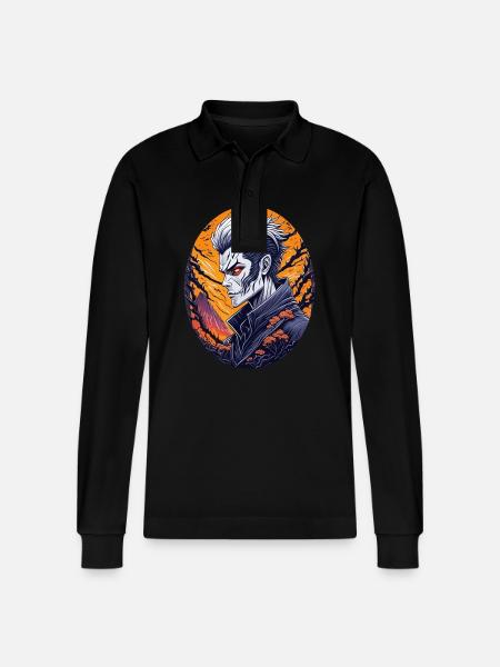 Gruseliges Halloween-party-kostüm Vampir - Stanley/Stella Organic Unisex Long-Sleeved Polo Shirt Prepster - black