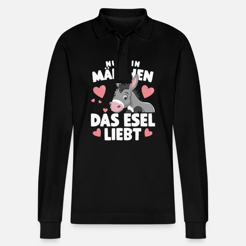 Esel Eselchen Maultier Muli - Stanley/Stella Unisex Bio-Langarm-Poloshirt Prepster - Schwarz