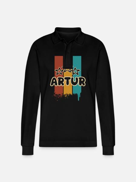 Artur Artur - Stanley/Stella Organic Unisex Long-Sleeved Polo Shirt Prepster - black