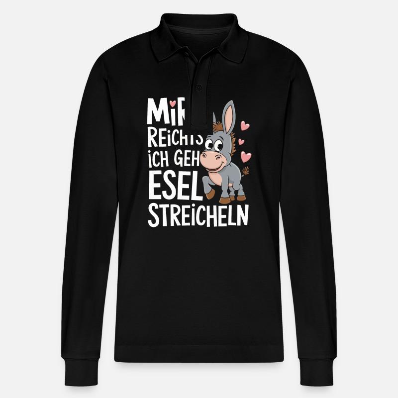 Esel Eselchen Maultier Muli - Stanley/Stella Unisex Bio-Langarm-Poloshirt Prepster - Schwarz