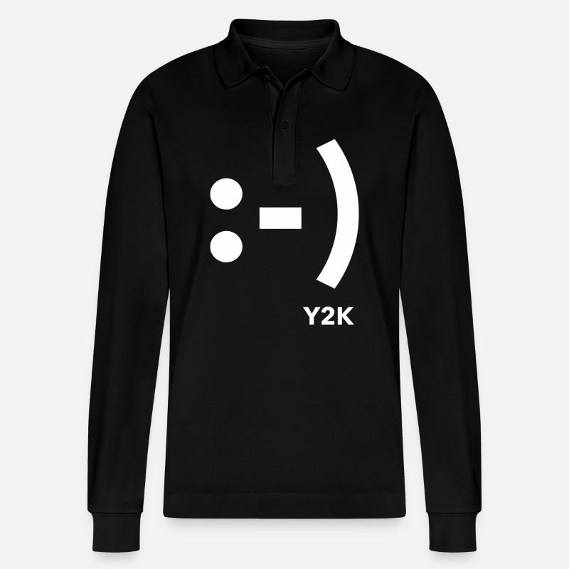 Lächeln Y2K Weiß - Stanley/Stella Unisex Bio-Langarm-Poloshirt Prepster - Schwarz
