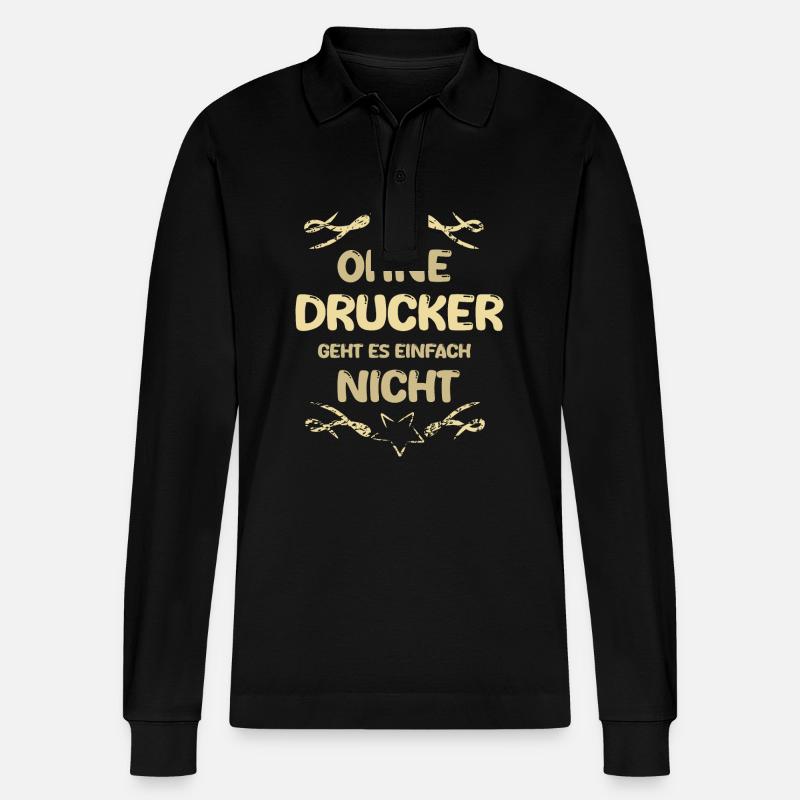 Geschenk für Drucker - Stanley/Stella Unisex Bio-Langarm-Poloshirt Prepster - Schwarz