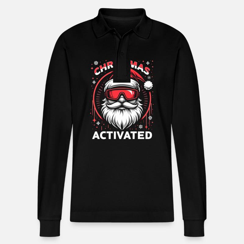 Christmas Mode Activated - Stanley/Stella Unisex Bio-Langarm-Poloshirt Prepster - Schwarz