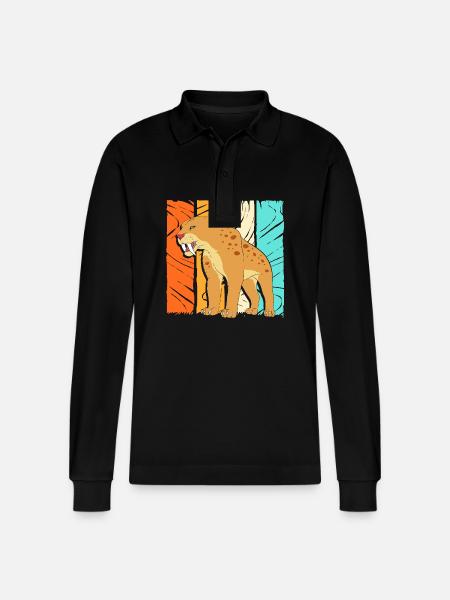 Sabre-toothed tiger - Stanley/Stella Organic Unisex Long-Sleeved Polo Shirt Prepster - black