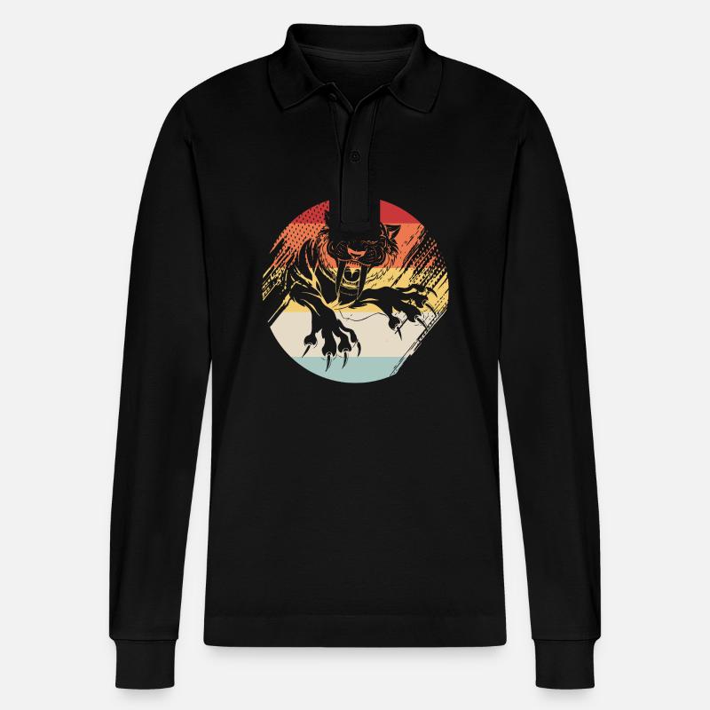 Säbelzahntiger - Stanley/Stella Unisex Bio-Langarm-Poloshirt Prepster - Schwarz