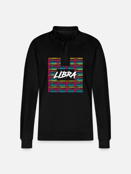 Zodiac sign Libra - Stanley/Stella Organic Unisex Long-Sleeved Polo Shirt Prepster - black