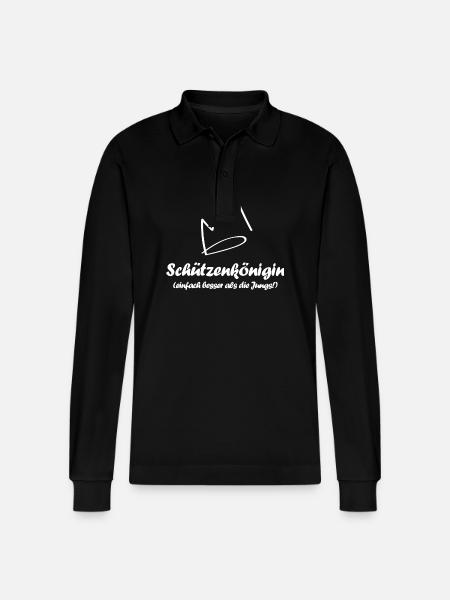 Schützenkönigin - Stanley/Stella Unisex Bio-Langarm-Poloshirt Prepster - Schwarz