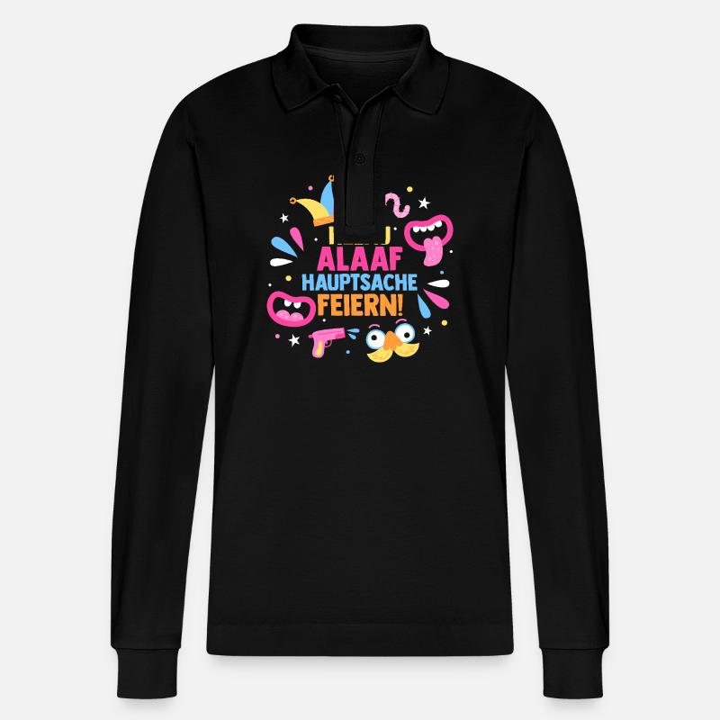 Karnevalskostüm Fasching Karneval - Stanley/Stella Unisex Bio-Langarm-Poloshirt Prepster - Schwarz