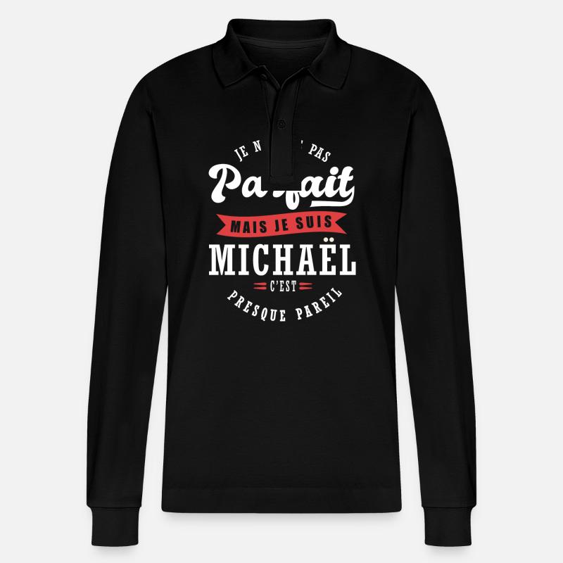Michaël Parfait Cadeau prenom michael - Polo à manches longues bio PREPSTER Stanley/Stella Unisexe - noir
