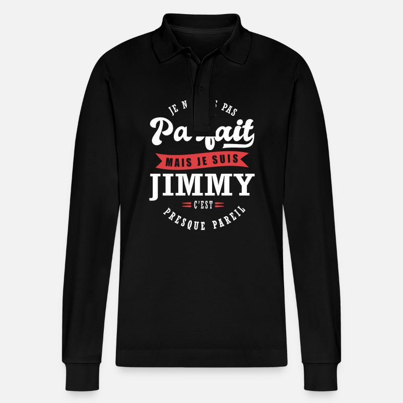 Jimmy Parfait Cadeau prenom jimmy - Polo à manches longues bio PREPSTER Stanley/Stella Unisexe - noir