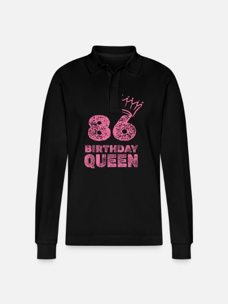 Birthday 86 - Stanley/Stella Organic Unisex Long-Sleeved Polo Shirt Prepster - black