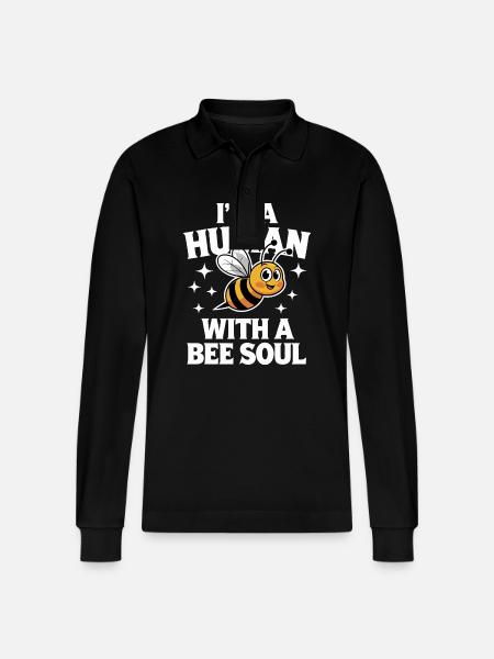 honey bee beekeeper bees bee - Stanley/Stella Organic Unisex Long-Sleeved Polo Shirt Prepster - black