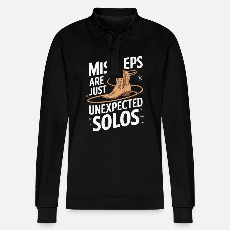 Line Dancing Dancing Dancers - Stanley/Stella Organic Unisex Long-Sleeved Polo Shirt Prepster - black