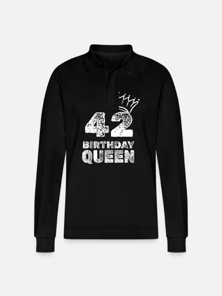 Birthday 42 - Stanley/Stella Organic Unisex Long-Sleeved Polo Shirt Prepster - black