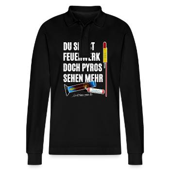 Pyro Nostalgie - Stanley/Stella Unisex Bio-Langarm-Poloshirt Prepster - Schwarz - Vorne - Anna (173cm) & Nico (186cm)