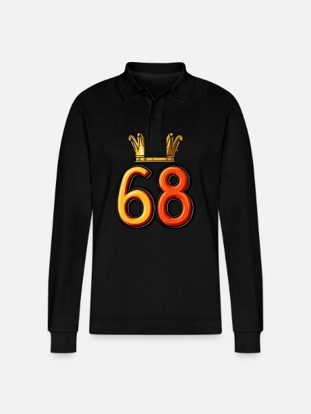 68 Number Krone - Stanley/Stella Organic Unisex Long-Sleeved Polo Shirt Prepster - black
