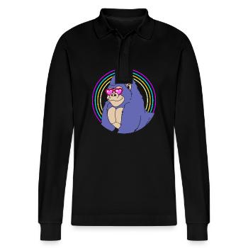Gorilla - Stanley/Stella Organic Unisex Long-Sleeved Polo Shirt Prepster - black - Front - Anna (173cm) & Nico (186cm)