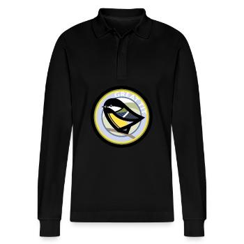 Great tit - Stanley/Stella Organic Unisex Long-Sleeved Polo Shirt Prepster - black - Front - Anna (173cm) & Nico (186cm)
