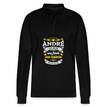 ANDRÉ UN NOM UNE FIERTÉ AUCUN RIVAL - Polo à manches longues bio PREPSTER Stanley/Stella Unisexe - noir - Devant - Anna (173cm) & Nico (186cm)
