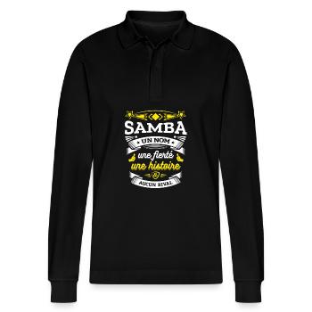 SAMBA UN NOM UNE FIERTÉ AUCUN RIVAL - Polo à manches longues bio PREPSTER Stanley/Stella Unisexe - noir - Devant - Anna (173cm) & Nico (186cm)