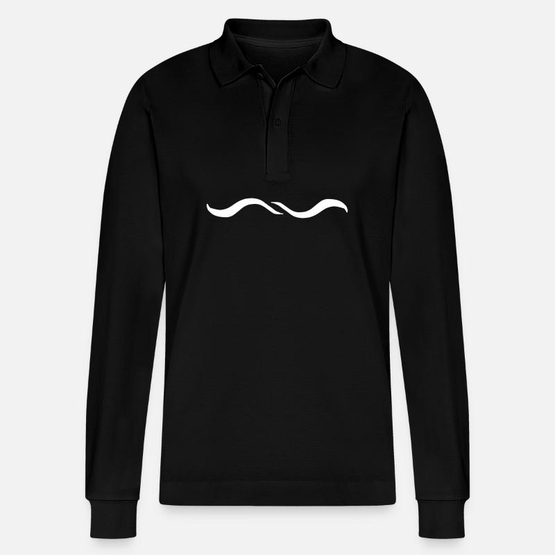 Two Wave Wave Line - Stanley/Stella Organic Unisex Long-Sleeved Polo Shirt Prepster - black