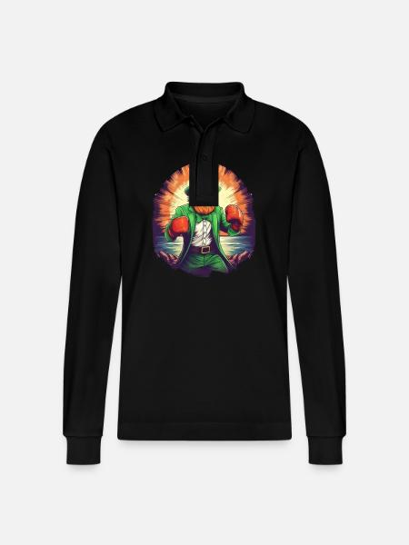 St. Patrick's Day Shamrock Boxes - Stanley/Stella Organic Unisex Long-Sleeved Polo Shirt Prepster - black