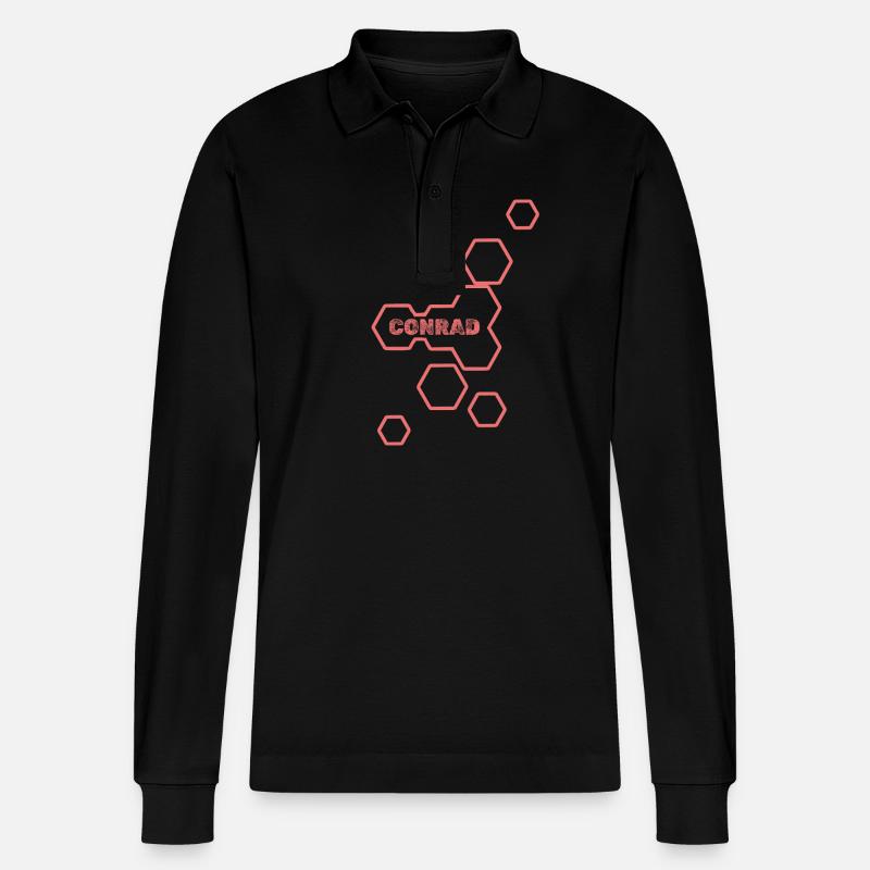 Geschenk für Conrad - Stanley/Stella Unisex Bio-Langarm-Poloshirt Prepster - Schwarz