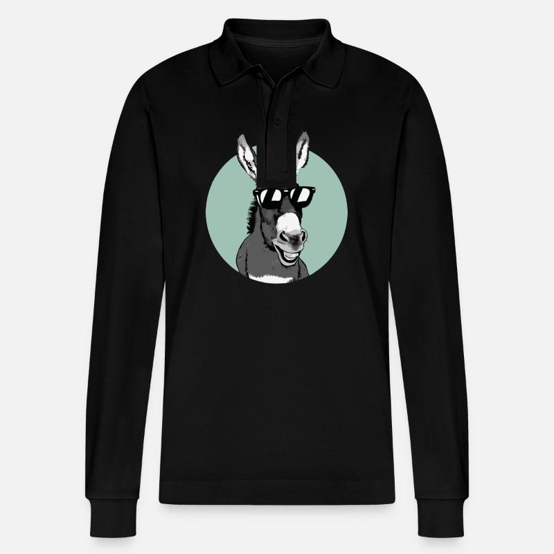 Esel Eselchen Maultier Muli - Stanley/Stella Unisex Bio-Langarm-Poloshirt Prepster - Schwarz