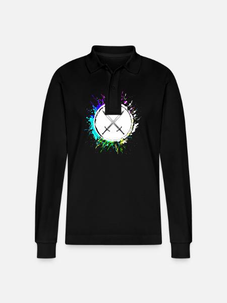 Sword Icon Symbol - Stanley/Stella Organic Unisex Long-Sleeved Polo Shirt Prepster - black