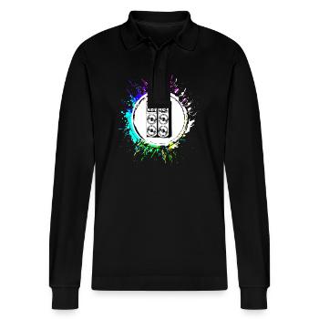 Jukeboxes Bass symbol - Stanley/Stella Organic Unisex Long-Sleeved Polo Shirt Prepster - black - Front - Anna (173cm) & Nico (186cm)