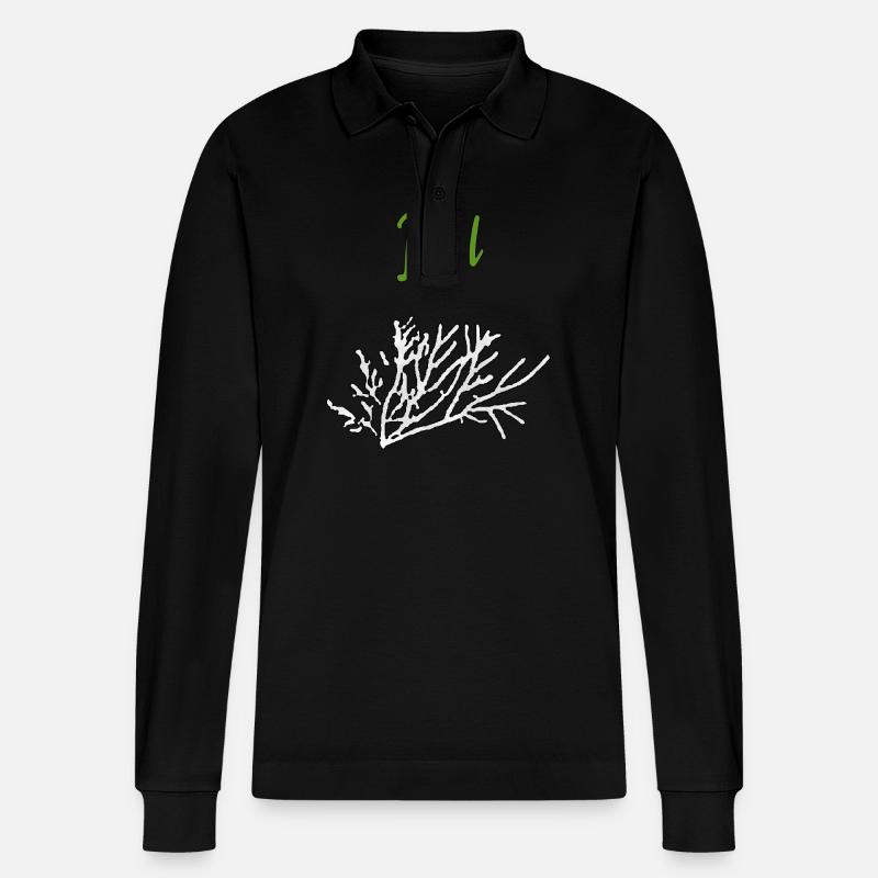 Dill Kräuter - Stanley/Stella Unisex Bio-Langarm-Poloshirt Prepster - Schwarz
